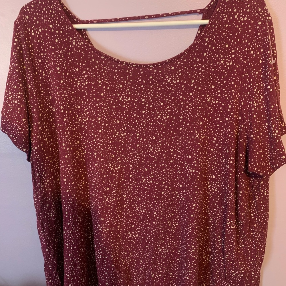 purple and white speckled blouse size 3x